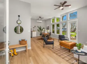 Enter into an open floor plan with lots of natural light.