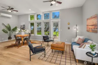 Living room and dining room area.