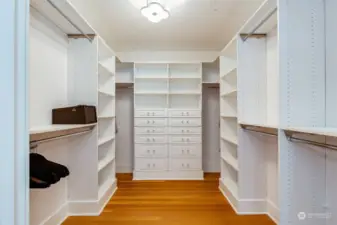 The walk-in closet is dreamy!  So much space, and all efficiently designed with closet organization system.