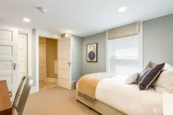 This bedroom has a nice closet, and a private entrance to the full bath.
