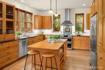 Gorgeous woods, fit and finish in this kitchen.