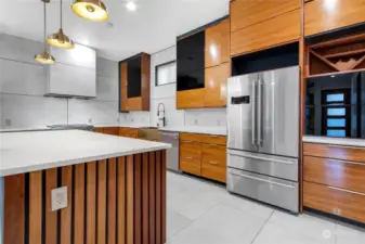 Oversized Smeg french door refrigerator.