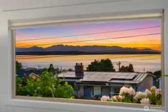 Enjoy sunset views like this from the main and upper levels