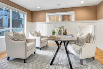 Home office adjacent to the front door is the perfect place to stay organized and get things done!