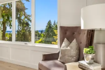 Enjoy lake, mountain and sunset views from your primary bedroom!