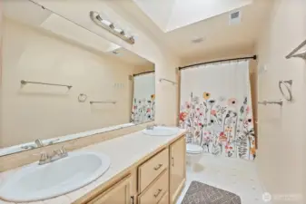 Primary bath with skylights
