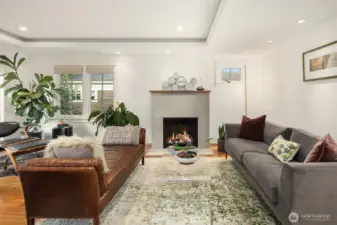 Living room with separate library nook