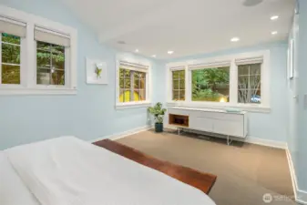 Primary overlooks garden and rising sun circle