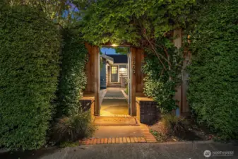 Lovely warm light invites you to the enchanted garden space