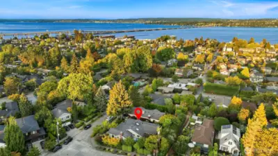 Aerial lake WA, close proximity to UW , 520 bridge , Lake WA, University Village