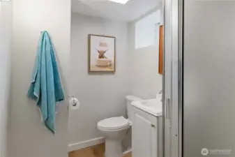 Convenient updated 3/4 bath on the lower level.