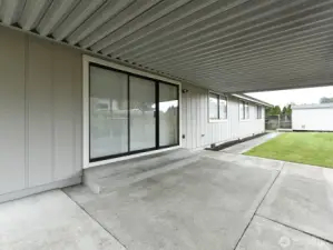 New gutters.  Shed for all those outdoor needs. Cement pavement around most of home.
