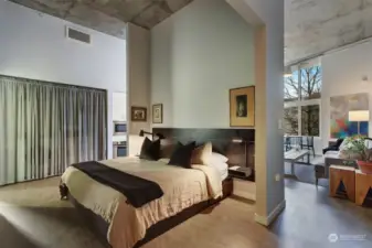 The king-sized bedroom offers California closets, in-unit washer/dryer and a sumptuous bath.