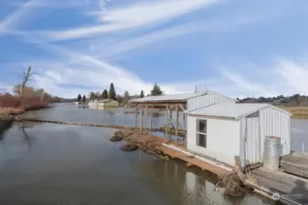 View down the slough. The boathouse has been removed.