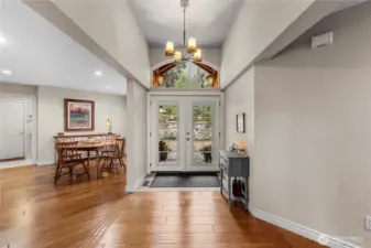 Dougle door entry in engineered, easy care hardwood.    Welcome!