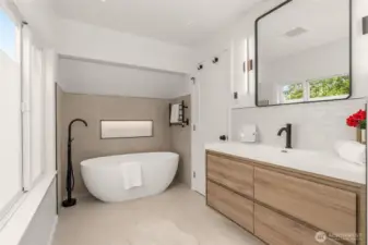 Heated floors & stand alone tub