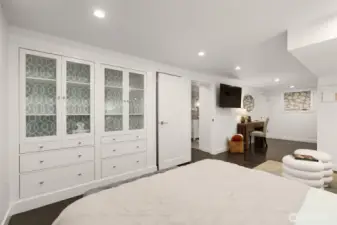 Large bedroom on lower level with more beautiful built ins!