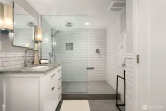 Remodeled bathroom on lower level