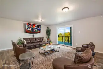 Lower level family room with deck and that stunning view