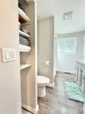 Looking in the second bathroom from the main hallway
