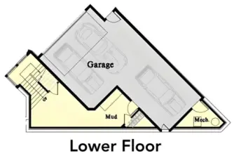 Artist rendering of floorplan in permitting, lower floor
