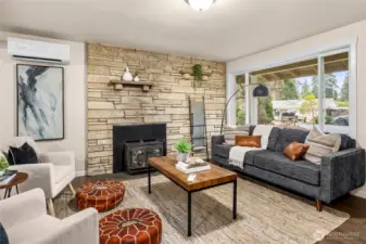 Wood-burning fire insert is ready for winter comfort.