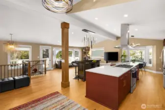 Spacious main level features new Anderson windows, updated lighting and a fully remodeled kitchen.