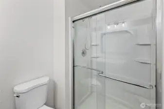updated shower in primary suite