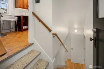 Separate entry to lower level living space with MIL/ADU potential.