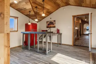 Kitchenette in Upstairs Bonus Room complete with Refrigerator/Freezer, Microwave & Coffee Maker!