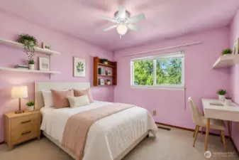 2nd bedroom upstairs.  This room is virtually staged