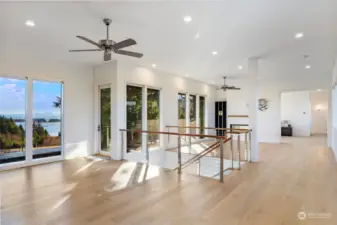 Open dining space with water views on either side