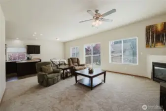 The spacious great room, with lots of natural light.