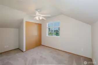 The nook on the side of the closet would be a nice space for a desk.
