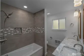 Updated Main Bath   Tiled Shower