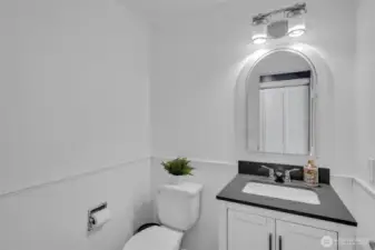 Powder room on the lower level