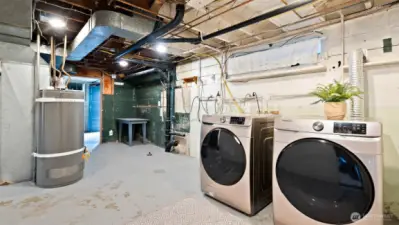 The washer and dryer stay, and there’s plenty of extra space in this expansive basement for storage or projects. You’ll also appreciate the efficiency of the natural gas water heater - practical and reliable year-round.