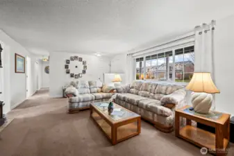 Living room with large bay window