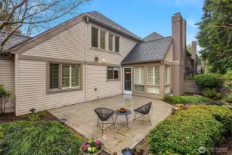 Enjoy your own private patio framed by lush landscaping, perfect for quiet mornings or outdoor dining.