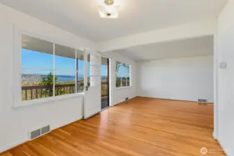 Dining room view looking east and south.