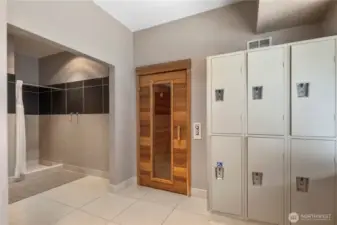 Sauna and locker room