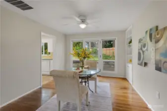 Dining room opens to patio