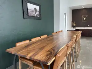 Wood slab dinning table