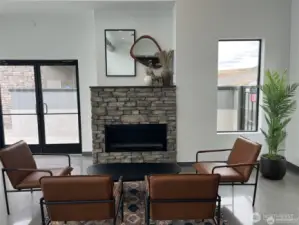 Inside the club house, very comfy with a fireplace and lots of sitting area