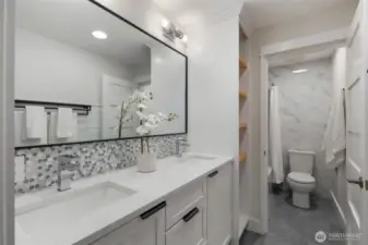 Contemporary upgrades in main bathroom