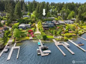 Here we go! This is one of the best shared waterfronts on the lake. Do you know why? You can drive down, drop things off and there is actually room to park! Very rare for shared waterfrontl