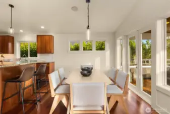 3 French doors leading to the covered balcony