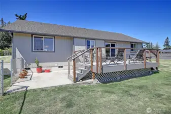 east facing deck and patio for enjoying outdoor space