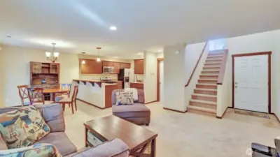 The design has a great room affect with closeness and separation at the same time.
