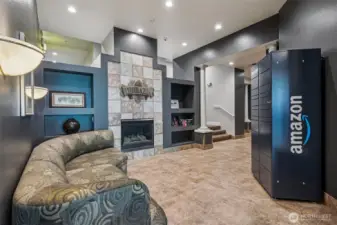 Lobby with secure space for packages and deliveries